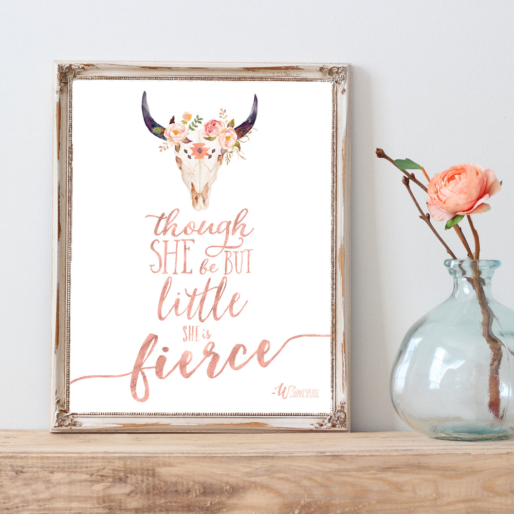 Tribal Rose - Though She Be But Little Floral Skull - Instant Download